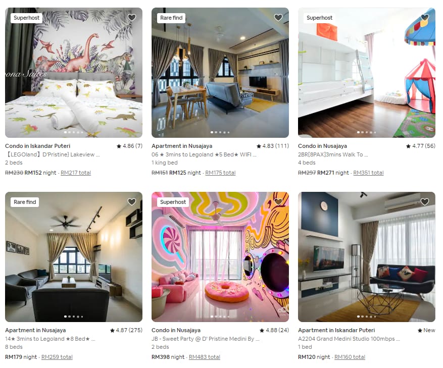 Airbnb Choices 1 With Photo Before Plan To Legoland Malaysia