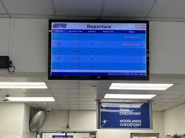 Departure Time Board At Woodlands Train Checkpoint