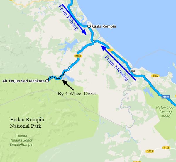 Endau Rompin National Park Via Kuala Rompin, Pahang Access Road Map
