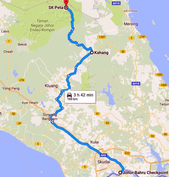 Johor Bahru To Endau Rompin National Park via Kahang