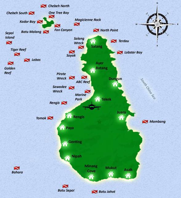 Tioman Dive Sites Map