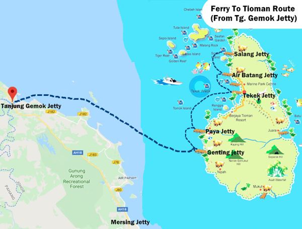 Tioman Ferry Route (From Tanjung Gemok Jetty)